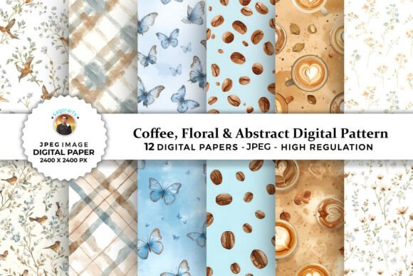 Download Coffee, Floral &amp; Abstract Digital Papers - Premium Resources