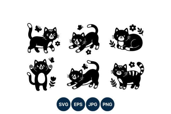 Download Black and White Cat Vector Art - White Collection