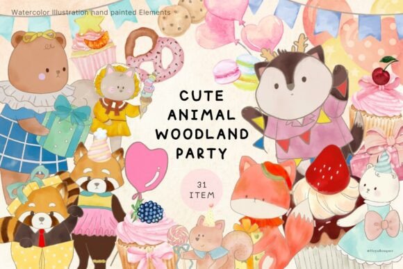 Download Cute Animal Woodland Party 31 ITEM - Animal Collection
